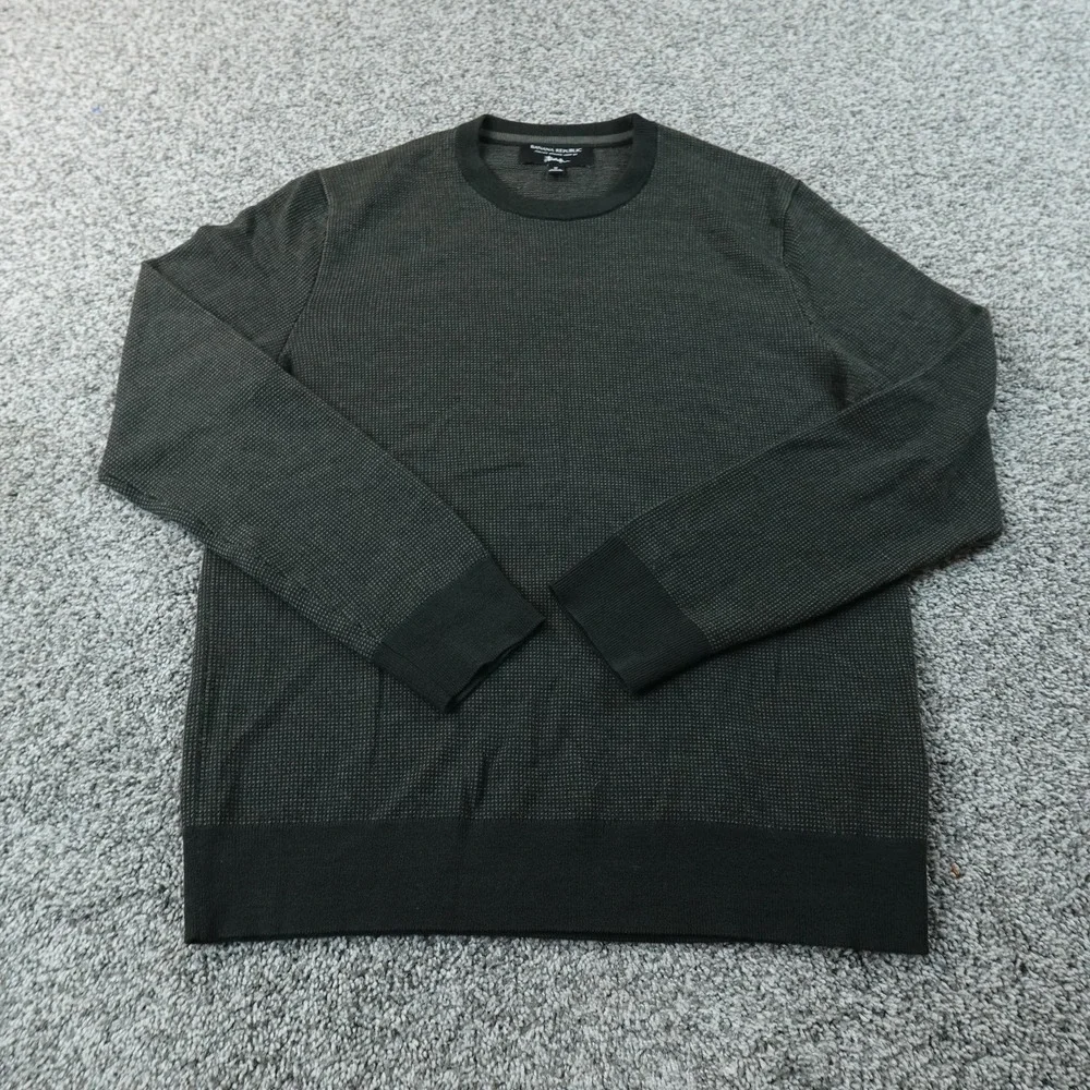 Banana Republic Sweater Mens M Green Merino Wool Birdseye Knit Crewneck Pullover